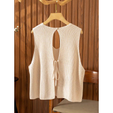 批发显瘦绑绳秋<b class='q'>冬</b>短款宽松针织棉马甲外穿女马夹背心小坎肩衬衫叠穿