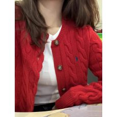 批发秋冬新款红色毛衣<b class='q'>开衫外套</b>女士圆领本命年新年刺绣针织衫上衣内搭