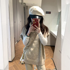 批发慵懒风高领毛衣<b class='q'>马甲</b>背心女秋冬韩版宽松软糯针织叠穿无袖气质上衣