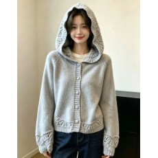 批发自留款推荐~韩系镂空连帽毛衣针织<b class='q'>开衫</b>女2026新款巨好看软糯上衣