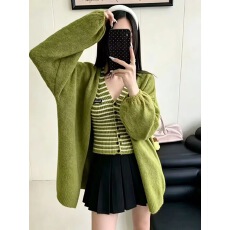 批发韩版休闲针织<b class='q'>开衫</b>+背心上衣两件套女2026秋季新款百搭显瘦外穿潮