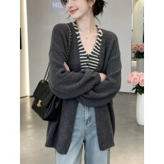 批发韩版休闲针织<b class='q'>开衫</b>+背心上衣两件套女2026秋季新款百搭显瘦外穿潮