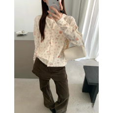 批发新款韩系花花暖色系百搭甜心针织<b class='q'>开衫</b>
