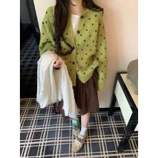 批发巨好看波点针织开衫<b class='q'>毛衣</b>女2026秋季新款松弛韩系上衣外套