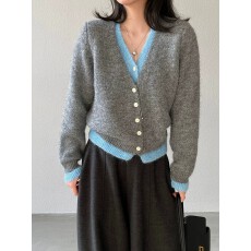 批发法式V领假两件针织<b class='q'>毛衣</b>女2026春季新款韩系软糯气质休闲长袖上衣