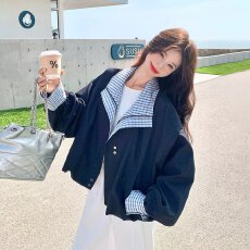 批发情侣拼接情侣装短<b class='q'>外套</b>女文艺时尚<b class='q'>日系</b>气质流行简约夹克