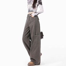 批发个性通勤ins休闲直筒牛仔裤女春秋新款高腰韩版<b class='q'>时尚</b>拖地牛仔裤潮