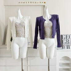 批发DouDou痘 葡萄紫肌理感针织开衫女秋季2025新款宽松百搭毛衣外套