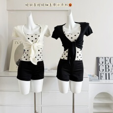 红人馆针织开衫女款2026年新款夏季罩衫短款上衣黑色修身毛衣外套