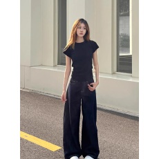 批发大码胖mm正肩短袖t恤女夏季修身显瘦内搭设计感<b class='q'>休闲</b>百搭圆领上衣