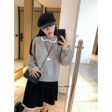 批发跑量2025日系甜美娃娃领<b class='q'>蕾丝</b>花边秋冬软糯舒适百搭套头针织衫毛衣