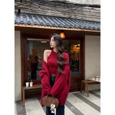 批发韩系软糯<b class='q'>宽松</b>中长款毛衣开衫长袖外套秋冬+性感吊带背心两件套装