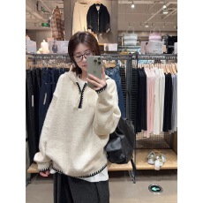 批发韩系巨好看半拉链连帽针织卫衣<b class='q'>女</b>秋冬慵懒宽松软糯套头毛衣上衣厚