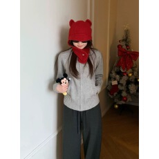 批发韩版时尚立领<b class='q'>长袖</b>毛衣外套女2025秋冬新款宽松百<b class='q'>搭</b>慵懒风针织<b class='q'>开衫</b>