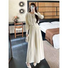 批发多扣针织开衫高腰<b class='q'>半身裙</b>套装