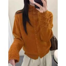 批发单排扣设计感柔软舒适<b class='q'>羊绒</b>针织衫长袖纯色百搭开衫上衣女