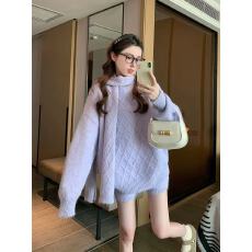 批发复古菱格宽松长袖毛衣<b class='q'>套装</b>保暖围巾针织短裤三件套