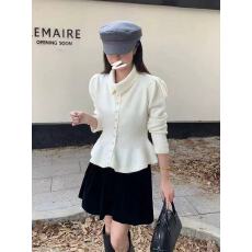 批发法式翻领开衫女<b class='q'>荷叶边</b>收腰小香风可内搭外穿上衣针织衫