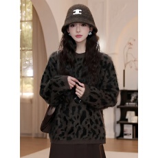 批发2026<b class='q'>胖</b>mm<b class='q'>美式</b>炸街豹纹软糯显瘦毛衣女秋季新款宽松不臃肿长袖
