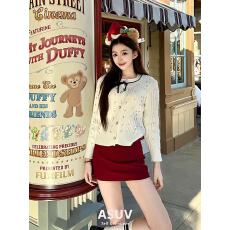 烫钻蝴蝶结韩系百搭修身毛衣针织开衫新款法式心机