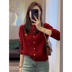 批发韩版小马刺绣纯山羊绒开衫女高级感羊毛针织毛衣<b class='q'>外套</b>