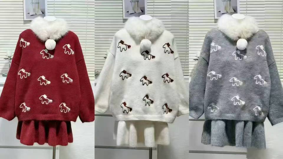 작은 말 자카드 모피 칼라 긴팔 풀오버 여가 고유 한 맨위