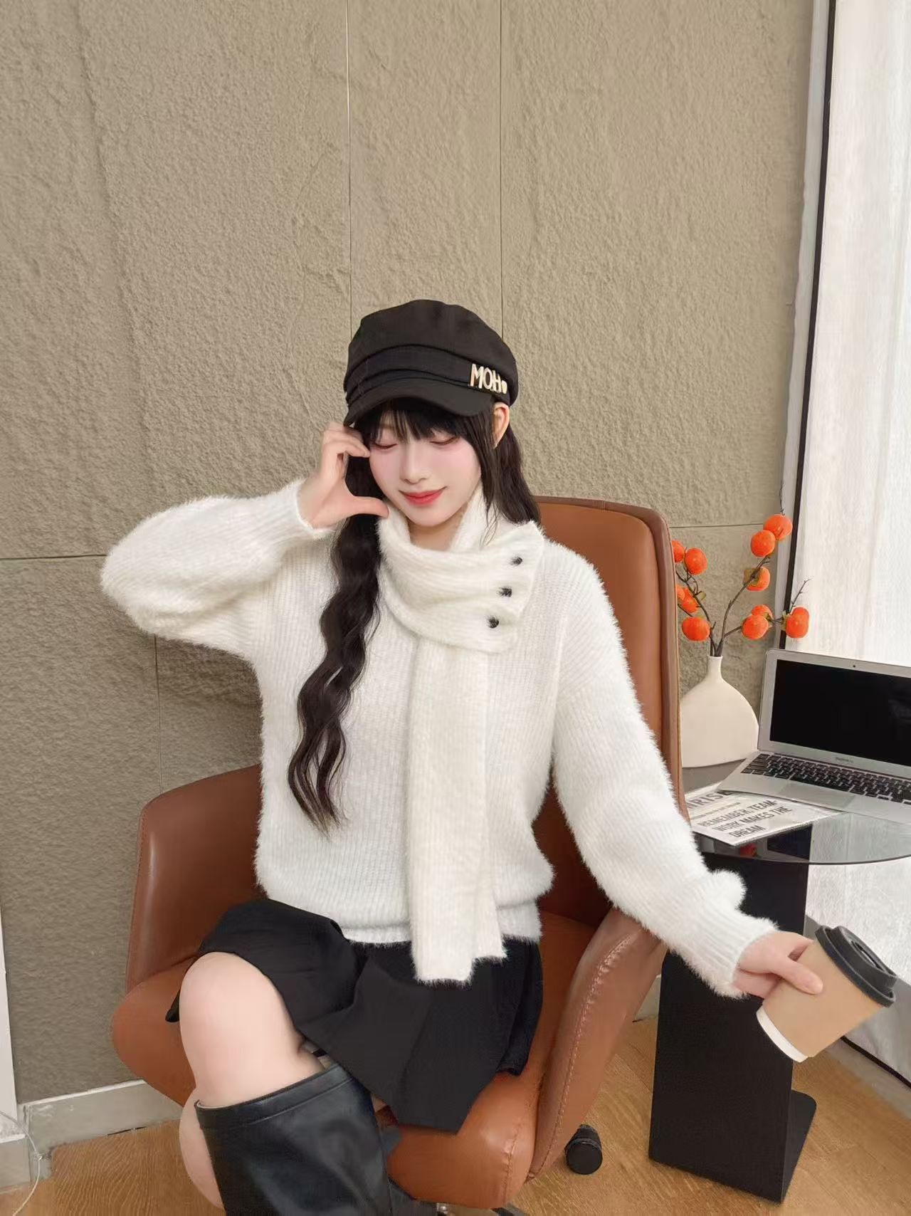 빅 사이즈 여성 의류 부드러운 바람 스카프 칼라 탈착식 터틀넥 스웨터 지방 mm 다용도 모방 수달 맨위