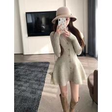 批发新品气质倾心芭蕾收腰显瘦针织<b class='q'>连衣裙</b>小心机设计短裙