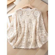 批发夏季新款设计感<b class='q'>镂空</b>钩花时尚洋气喇叭袖<b class='q'>针织</b>衫宽松显瘦<b class='q'>罩衫</b>上衣潮