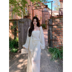 批发ByYou 春季灯笼袖马海毛<b class='q'>羊毛</b>针织<b class='q'>开衫</b>+无袖抹胸内搭两件套套装