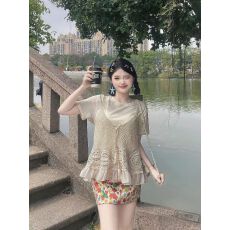 批发小众炸街高级感女装穿搭春夏季新款吊带叠穿短袖T恤时尚两件<b class='q'>套装</b>