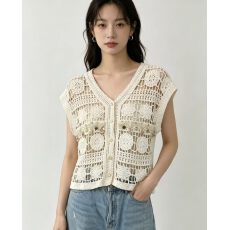 批发法式<b class='q'>甜美</b>设计感马甲背心女夏季新款辣妹镂空编织小众无袖外穿上衣