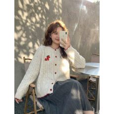 批发小马毛衣<b class='q'>外套女</b>宽松复古慵懒风麻花开衫内搭针织衫马年上衣