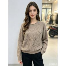 批发法式软糯提花毛衣女装秋<b class='q'>冬</b>宽松慵懒高级感针织衫法式气质上衣