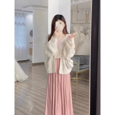 批发日系春秋奶系穿搭镂空马海毛毛衣外套开衫女温柔减龄针织上衣