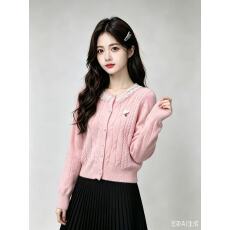 批发蕾丝披肩毛衣<b class='q'>甜美</b>针织开衫女士春秋季宽松蝴蝶结外套