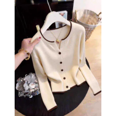 批发韩版淑女风拼色V领设计感针织开衫2026早春新款洋气<b class='q'>薄款</b>长袖上衣