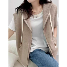 批发背心马甲女春秋季新款<b class='q'>运动</b>休闲马夹坎肩外穿通勤无袖连帽