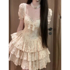 批发法式在逃公主<b class='q'>蓬蓬</b>裙女夏2026新款小个子气质收腰碎花连衣裙<b class='q'>短裙</b>子