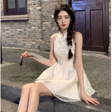 批发新中式小个子无袖连衣裙女夏季2026<b class='q'>新款</b>国风改良<b class='q'>旗袍</b>甜美蓬蓬短裙