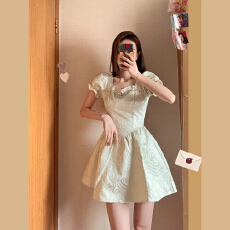 批发法式初恋<b class='q'>娃娃</b>领连衣<b class='q'>裙</b>女小个子夏季在逃公主蛋糕<b class='q'>裙</b>收腰仙女蓬蓬<b class='q'>裙</b>