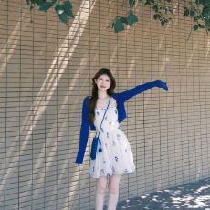 批发少女感减龄元气穿搭套装裙2026新款<b class='q'>吊带</b>碎花花苞短裙连衣裙开衫女