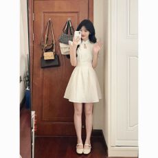 批发新中式改良旗袍<b class='q'>连衣裙</b>夏季2026年新款收腰气质盘扣立领小飞袖短裙