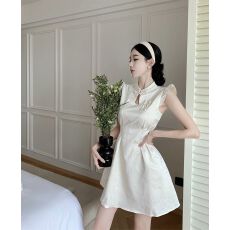 批发夏季新款新中式国风改良旗袍小飞袖<b class='q'>连衣裙</b>子收腰显瘦气质短裙超仙
