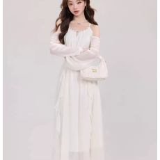 批发纯欲性感露肩绝美仙女裙长裙子法式气质甜辣吊带挂脖收腰连衣裙女