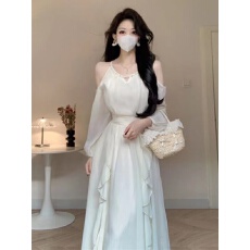 批发法式富家千金高级感连衣裙春夏季2026新款荷叶边收腰约会公主长裙