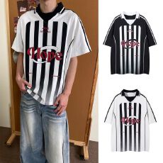 批发成品【官图】40s双纱原版做工美式条纹字母翻领短袖T恤<b class='q'>男</b>女球<b class='q'>衣服</b>