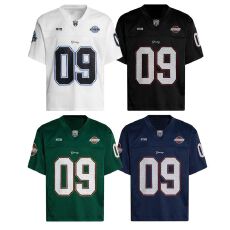 批发成品官图原版面料做工V领橄榄球服网眼美式短袖t恤球衣<b class='q'>男</b>女夏