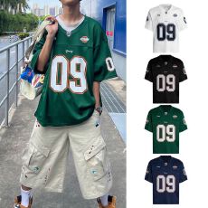 批发成品官图原版面料做工美式复古运动风短袖t恤橄榄球衣男女情侣衫