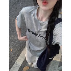 批发特价纯棉230克精梳紧密<b class='q'>夏</b>季新款宽松印花短袖T恤女上衣情侣